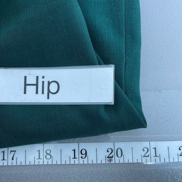 Simple Retro Dress Womens Large Green V-Neck Midi Sleeveless Open Back - Picture 16 of 17